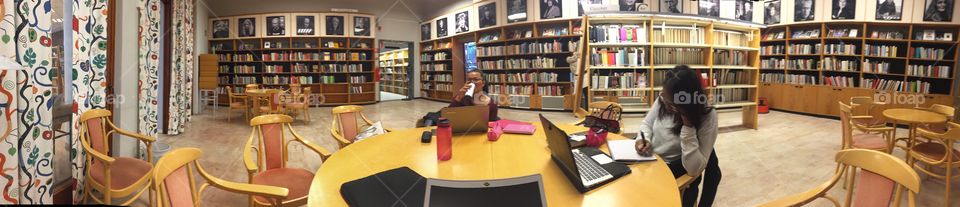 Library with friends studying