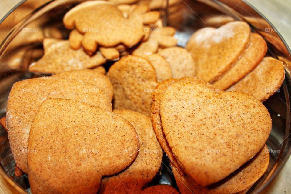 cookies yellow gingerbread bunnies and hearts in the box