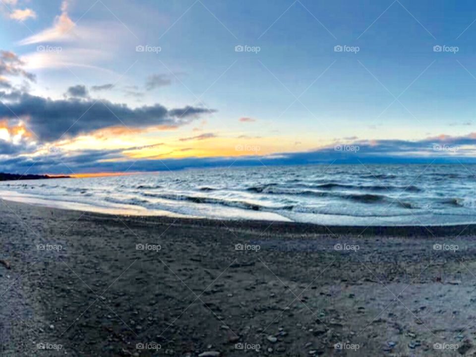 Beautiful sky over beautiful Great Lakes.. Lake Erie , view from Conneaut Ohio 