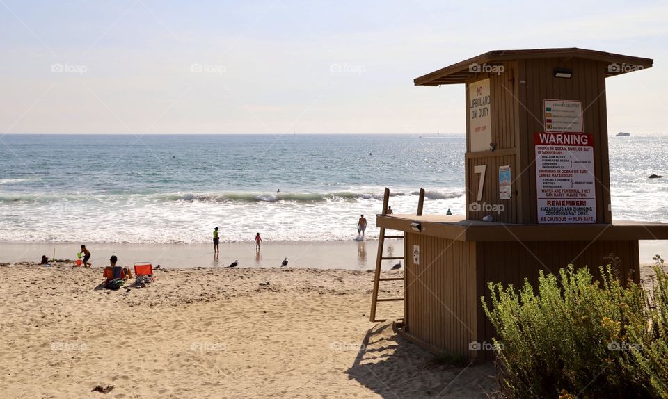 Lifeguard Tower #7 at Corona Del Mar Beach. Newport California 