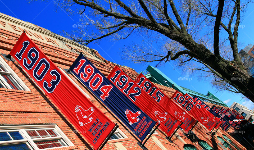 Fenway Park. Sunday afternoon baseball game in Boston, Massachusetts.