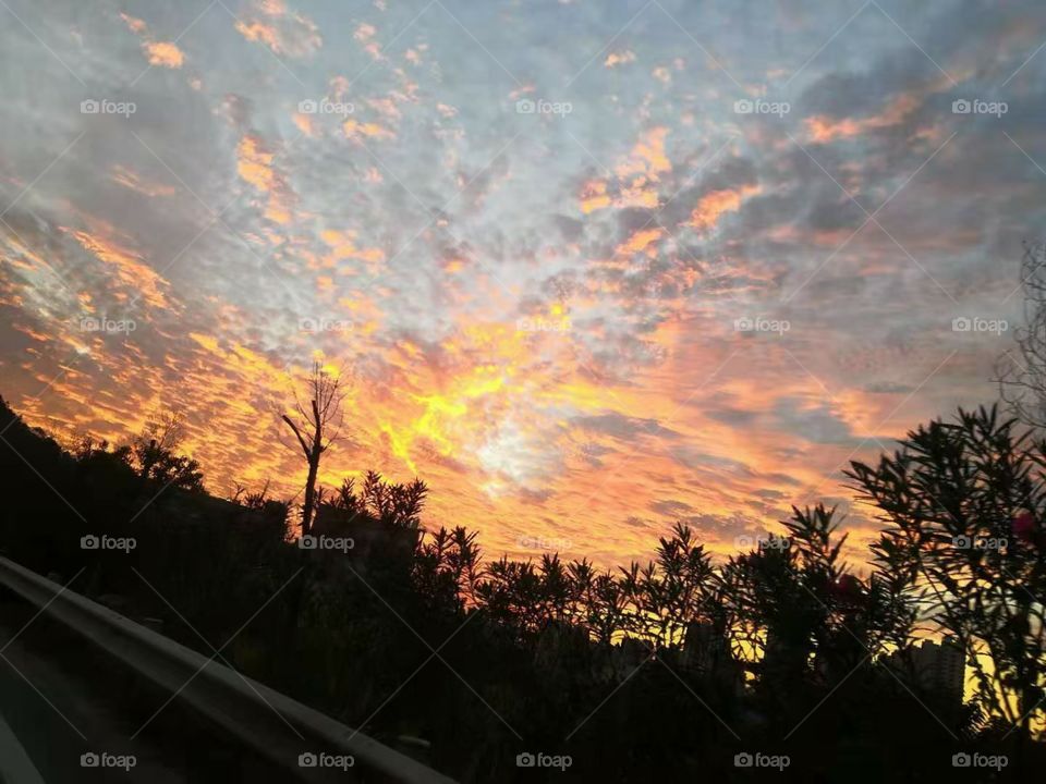 Sunset, sunset, scenery, nature