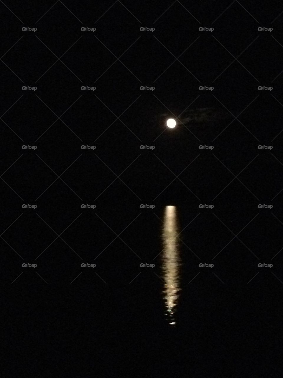 Moon reflection . Reflecting full moon on lake 