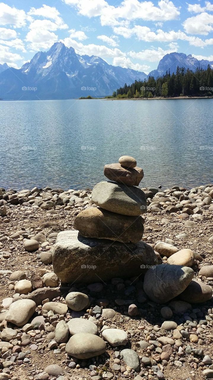 Stone stack on sea side