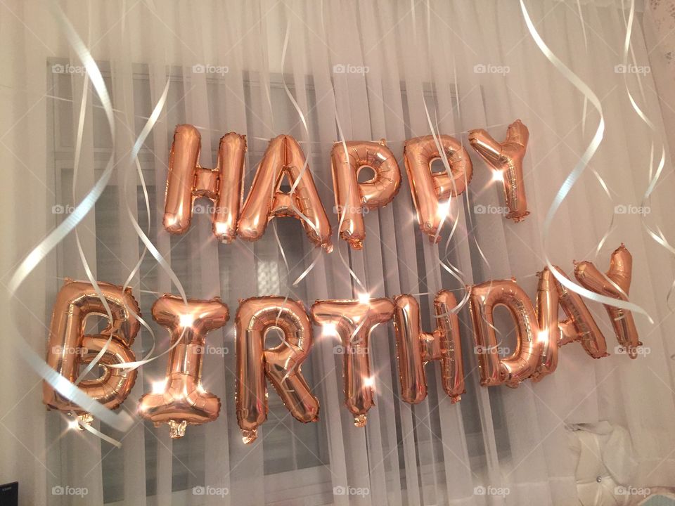 Happy birthday made of balloons 