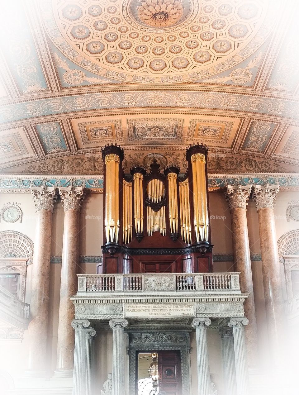 Beautiful organ off the Great Hall in Greenwich, London England