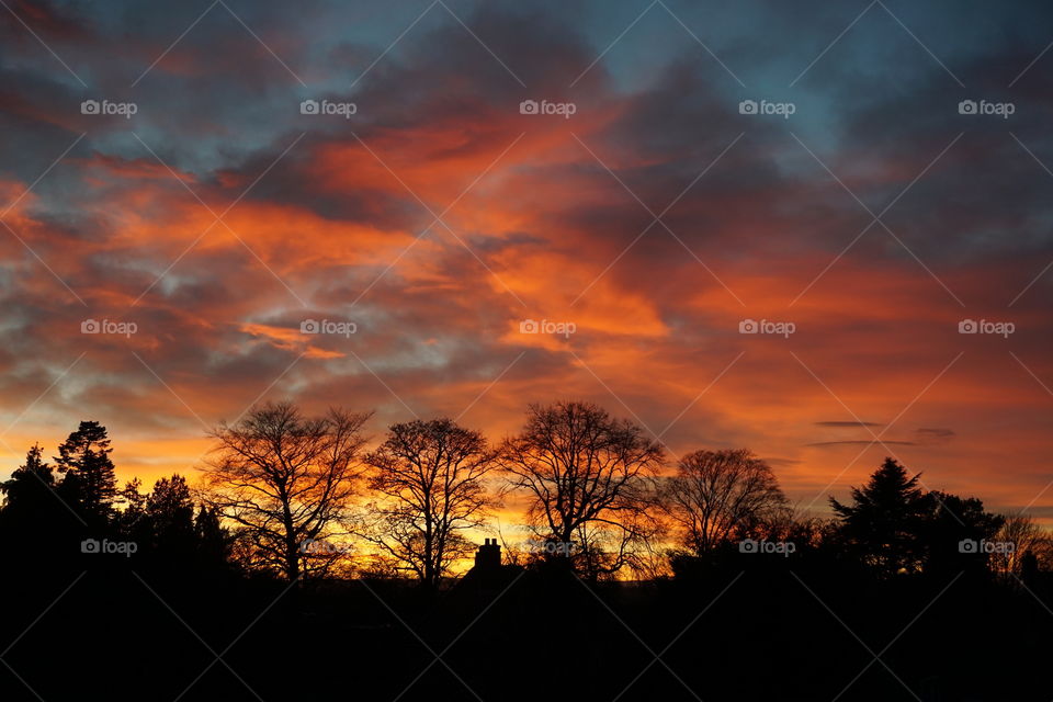 Beautiful red sunset sky ...