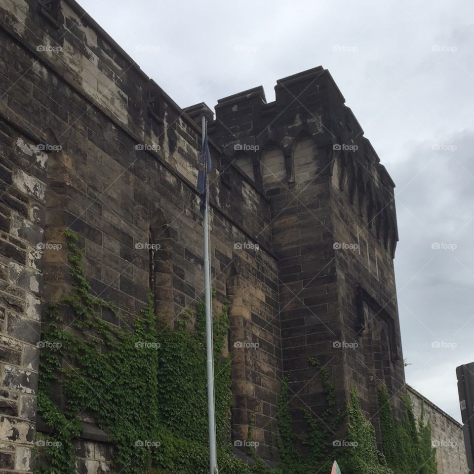 The outside walls of Eastern State Penitentiary 