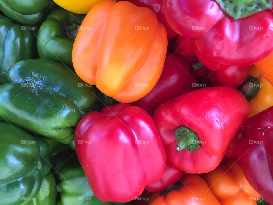 Full frame of multicolored bell pepper