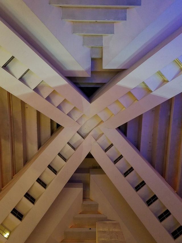 The Triangular Ceiling of Luxor Hotel Pyramid where the rooms are!