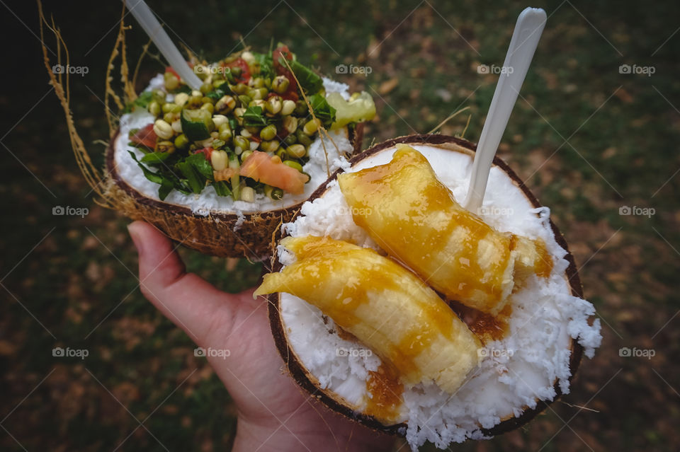 Fresh coconut snacks... sweet & savory