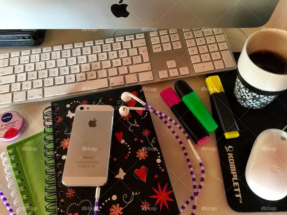 On my desk. Desk from above 