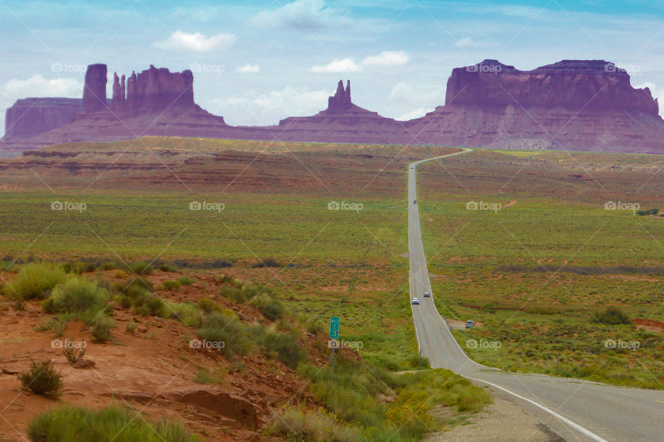 The monument valley skyline seen from Highway 163,Utah,United states