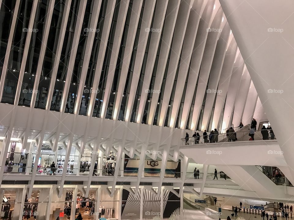 Inside oculus, train station of manhattan, New York