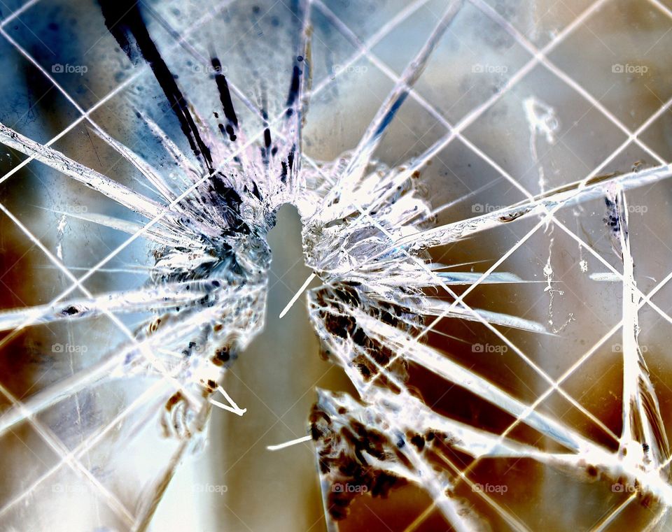 Broken Reinforced Glass (Negative): Letchworth Village Mental Institution (abandoned), Thiells, NY