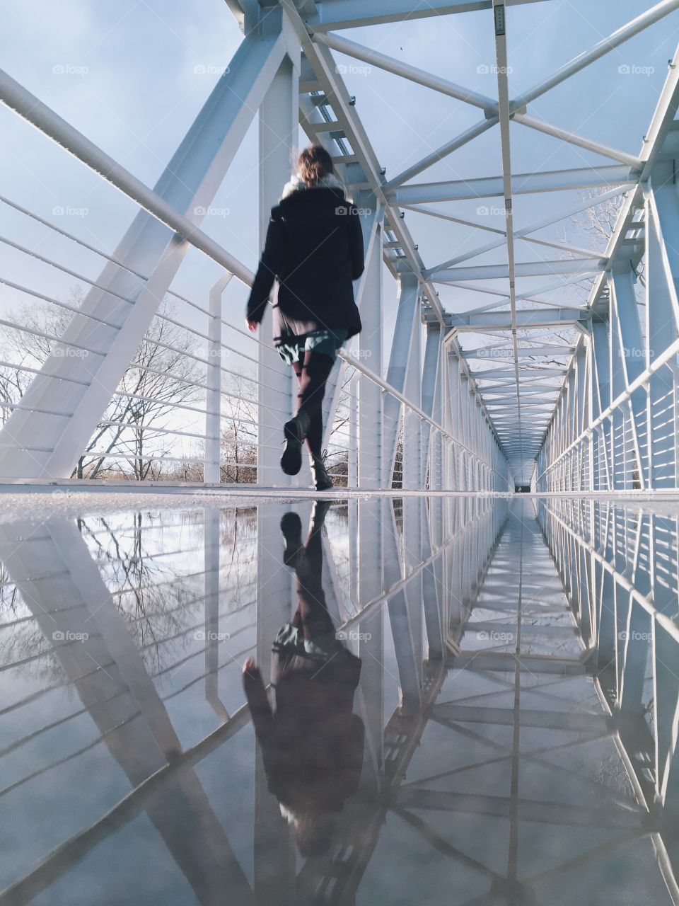 Running girl reflection