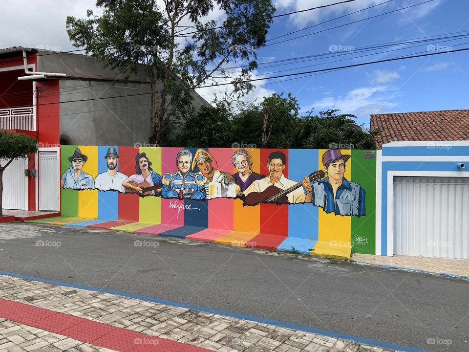 Pride colors street art with people 