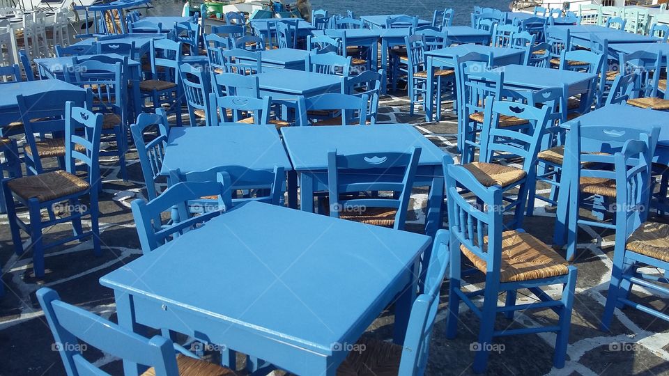 tables and chairs, a colourful meal