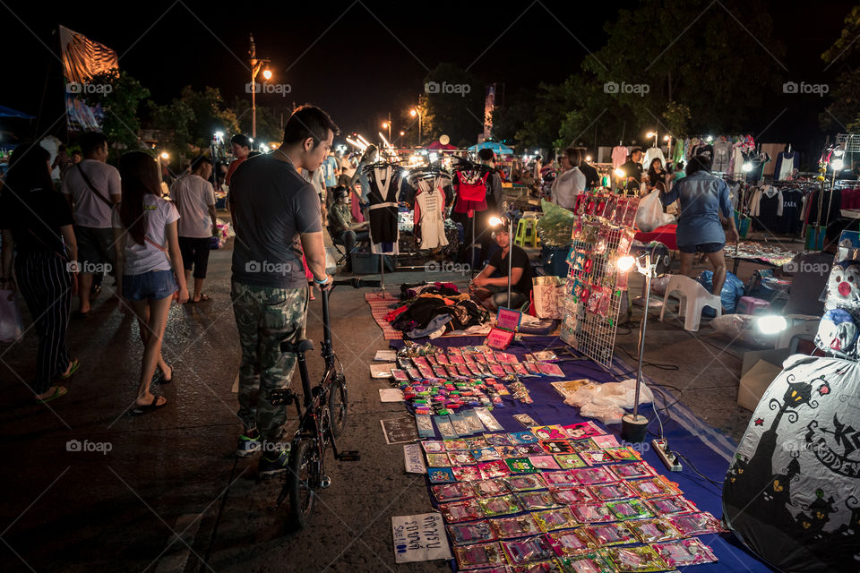 Street market at night in Thailand 