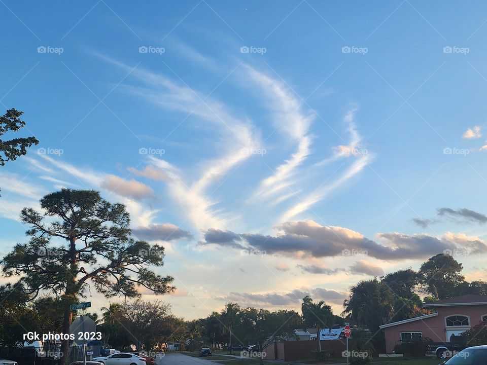 sunset swirling clouds