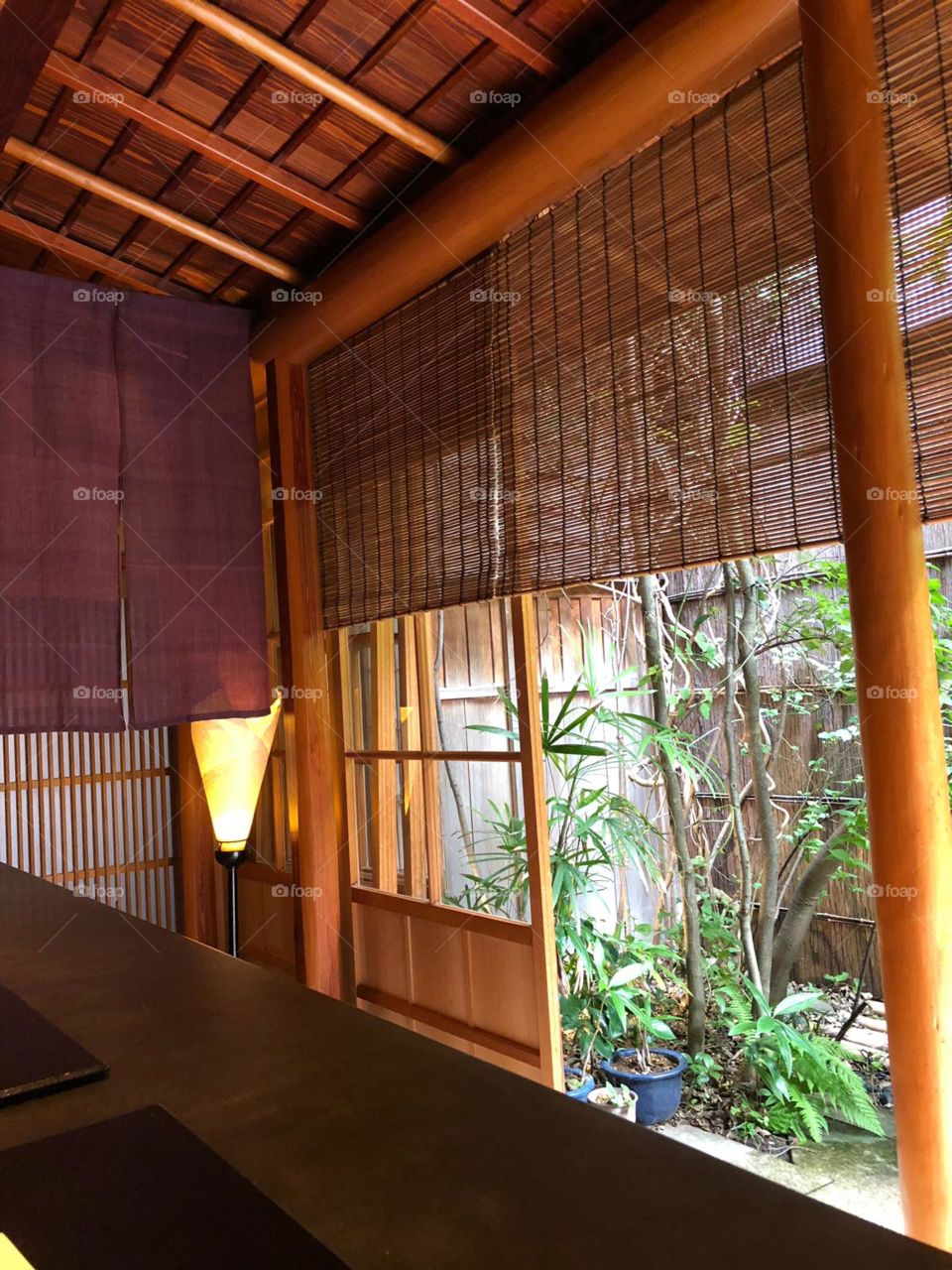 Japanese tradicional architecture. It’s all made of wood in this hotel.