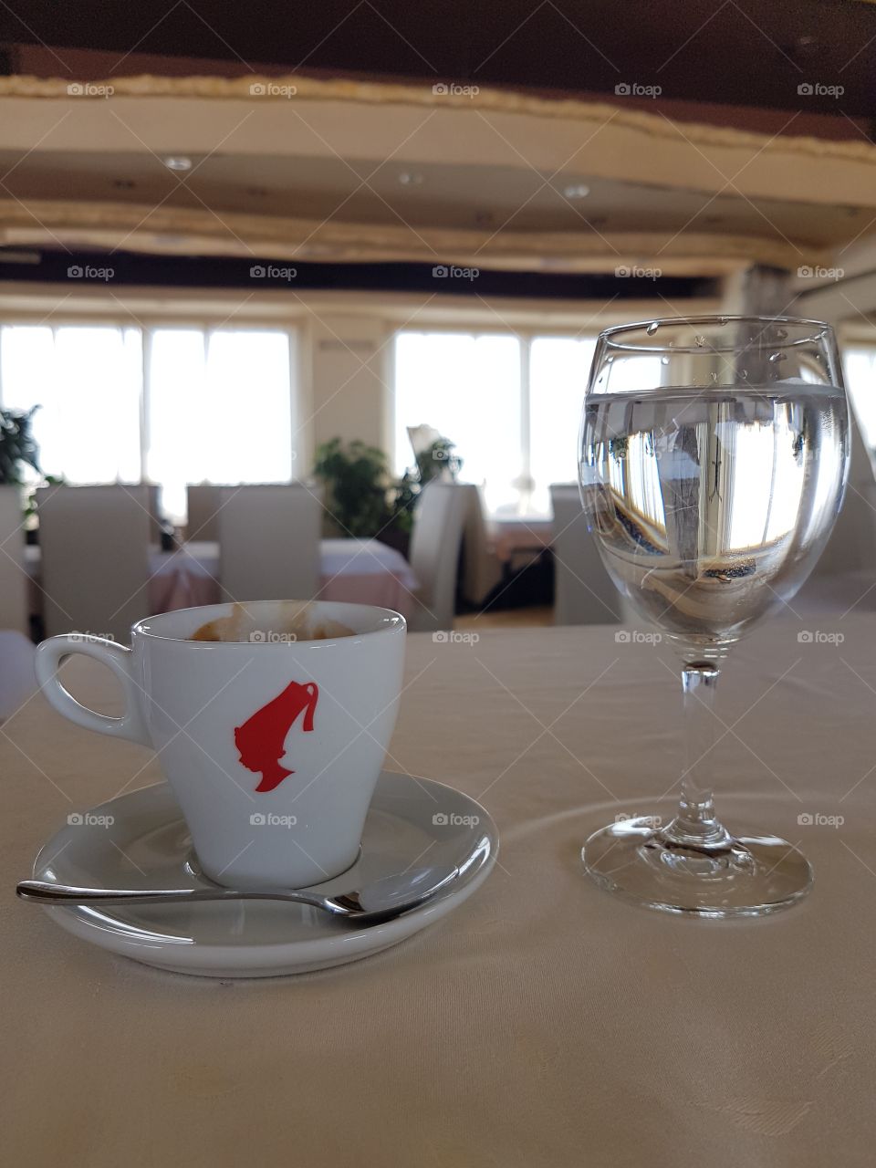 cup of coffee in restaurant