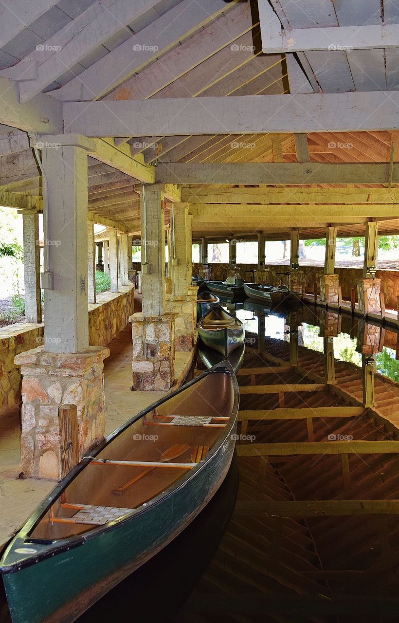 Boat House with Canoes