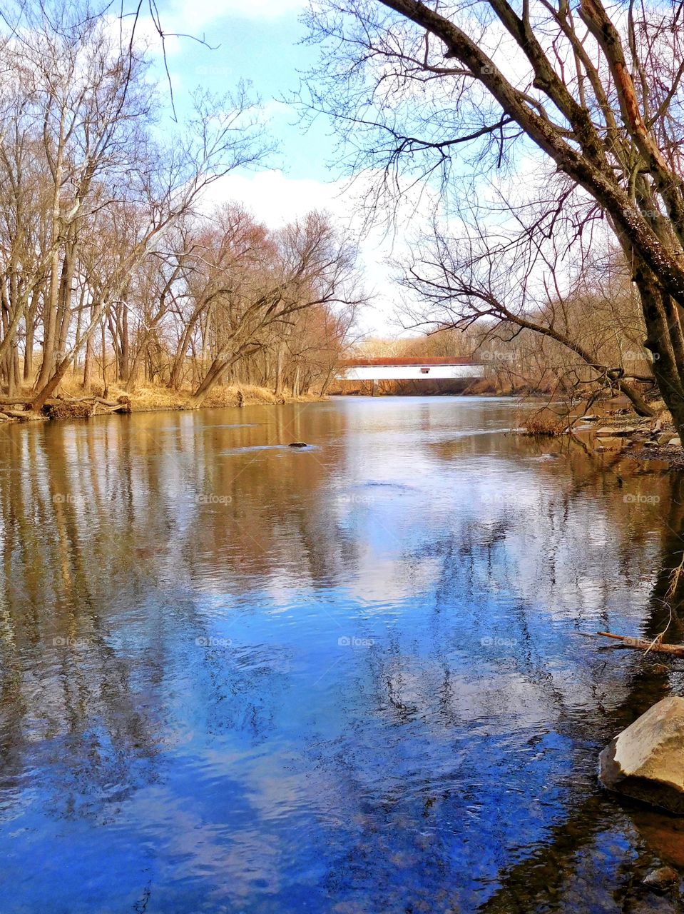 River views and a covered bridge in Indiana. 