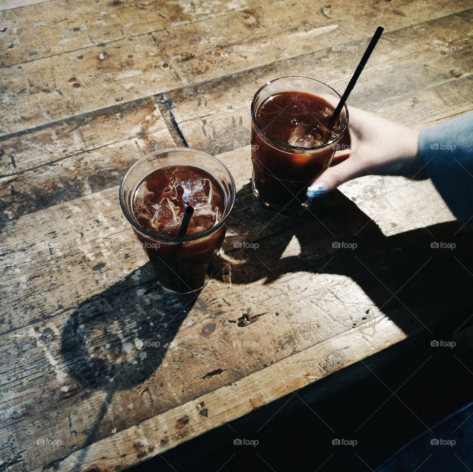 iced coffee in a cafe with a friend