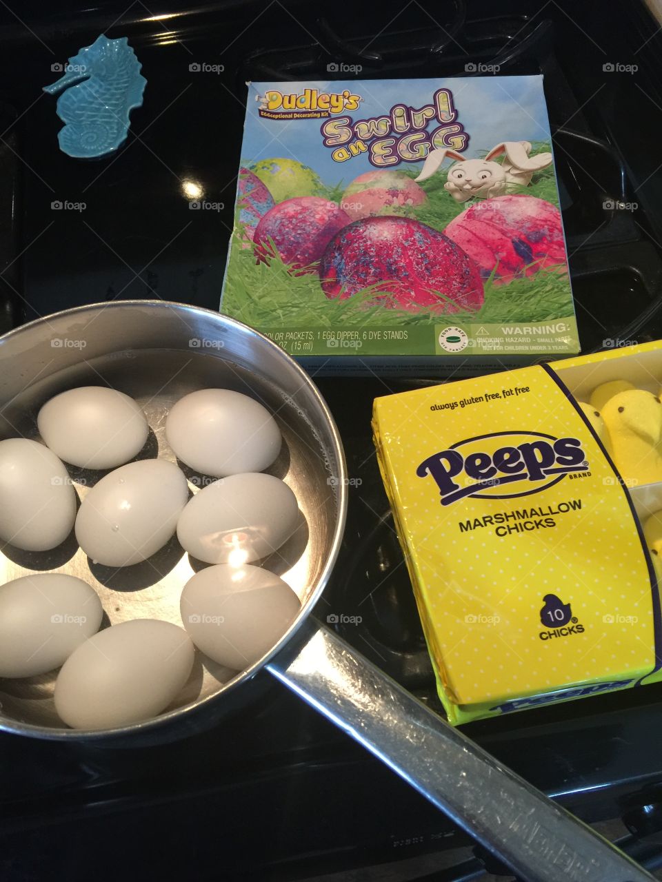 Getting ready for Easter boiling eggs to dye 