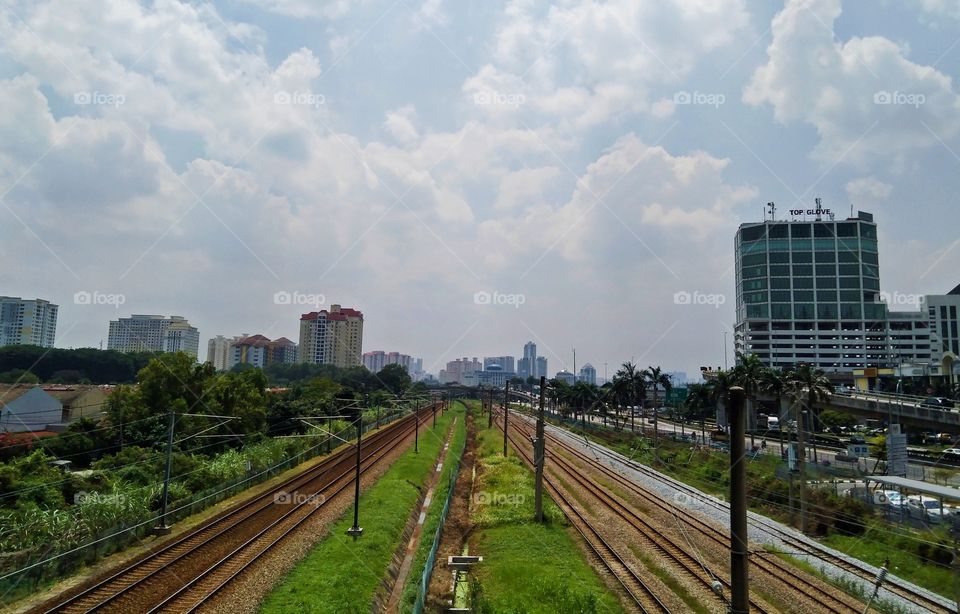 Two different line of the train roads.