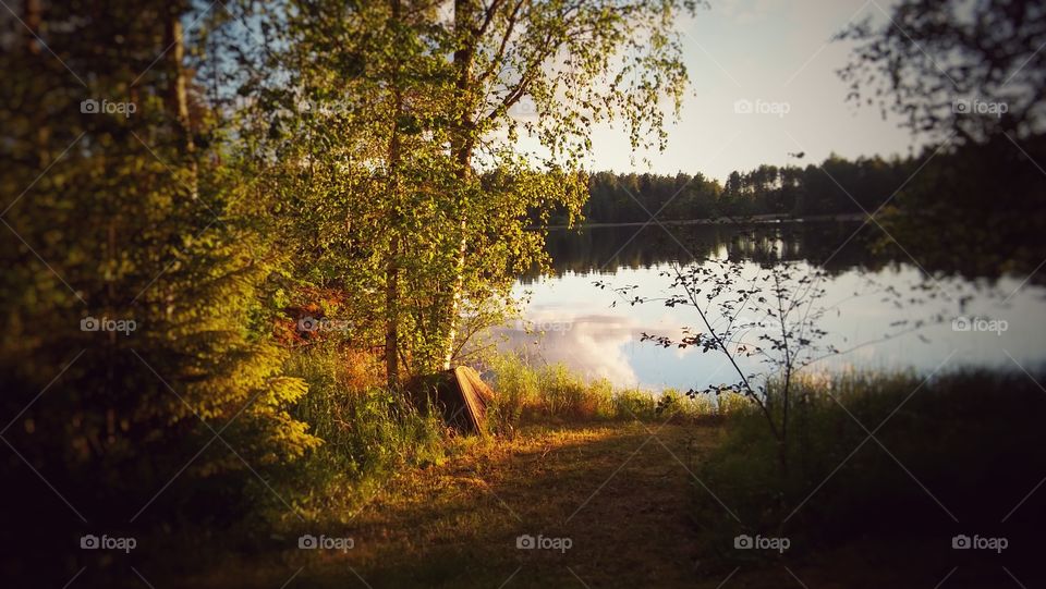 Autumn leaves at a Finnish lake