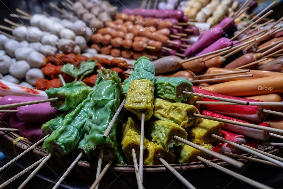 Thai food skewers