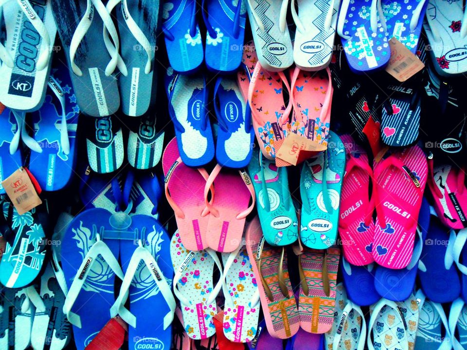 colorful flip flops or slippers