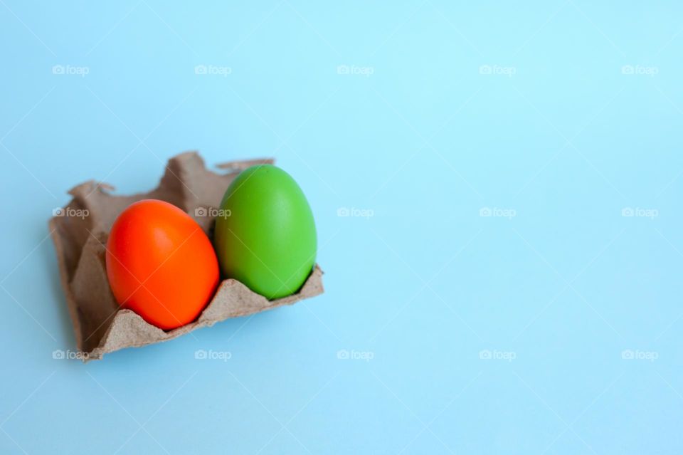 beautiful eggs, Easter colorful eggs on a blue background