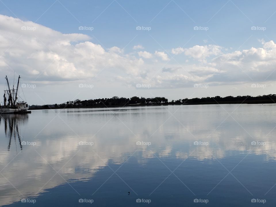 Reflections of the sky on the water