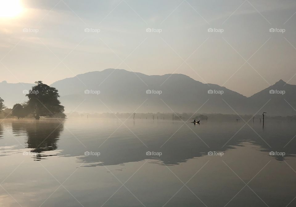 Dawn on a lake in Sri Lanka