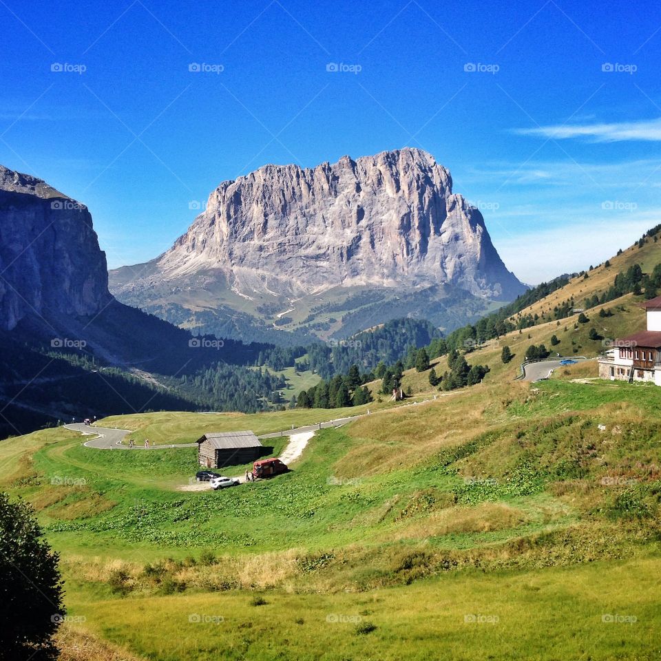 The mighty Sassolungo, Val Gardena, Italian Dolomites