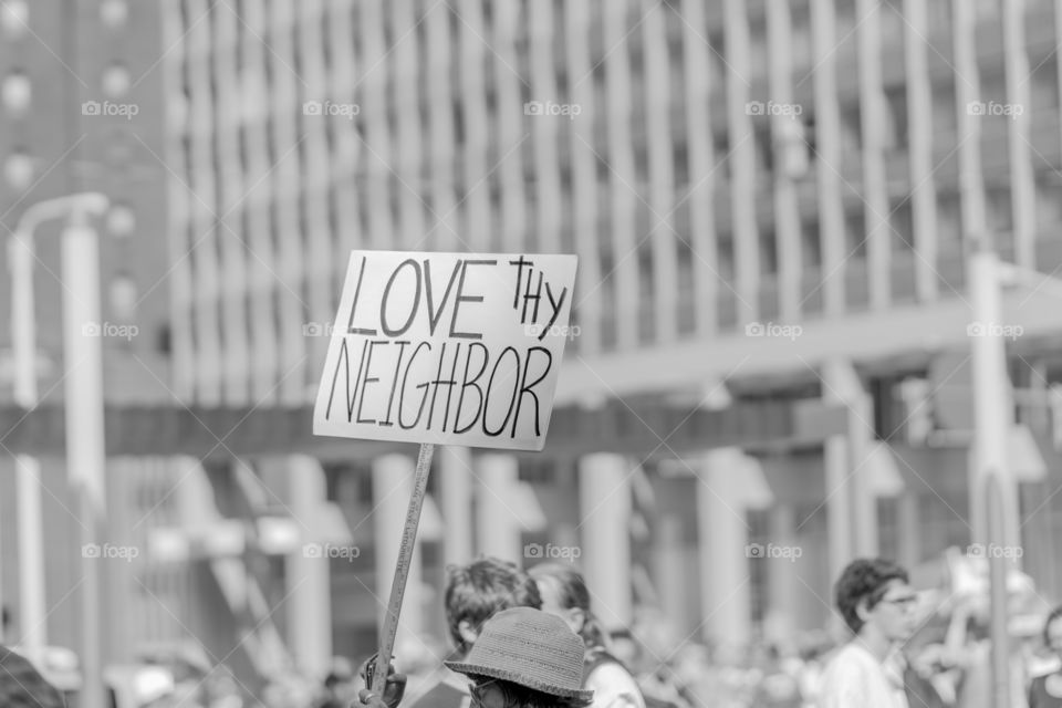 Protesters on rally with sign board