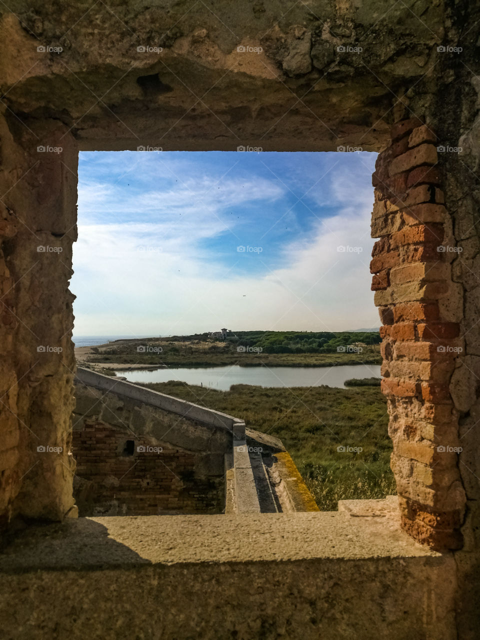 Window view in nature of a landscape during day 