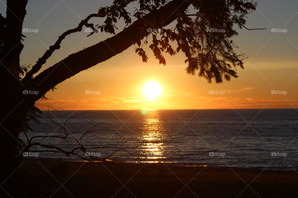 Sunset over lake superior