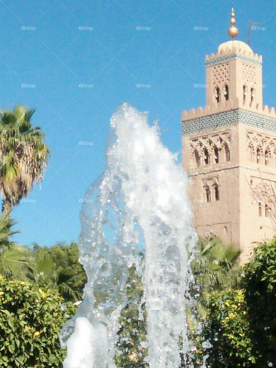 Beautiful architecture:  the minaret of kotoubia mosque at marrakech city in Morocco.