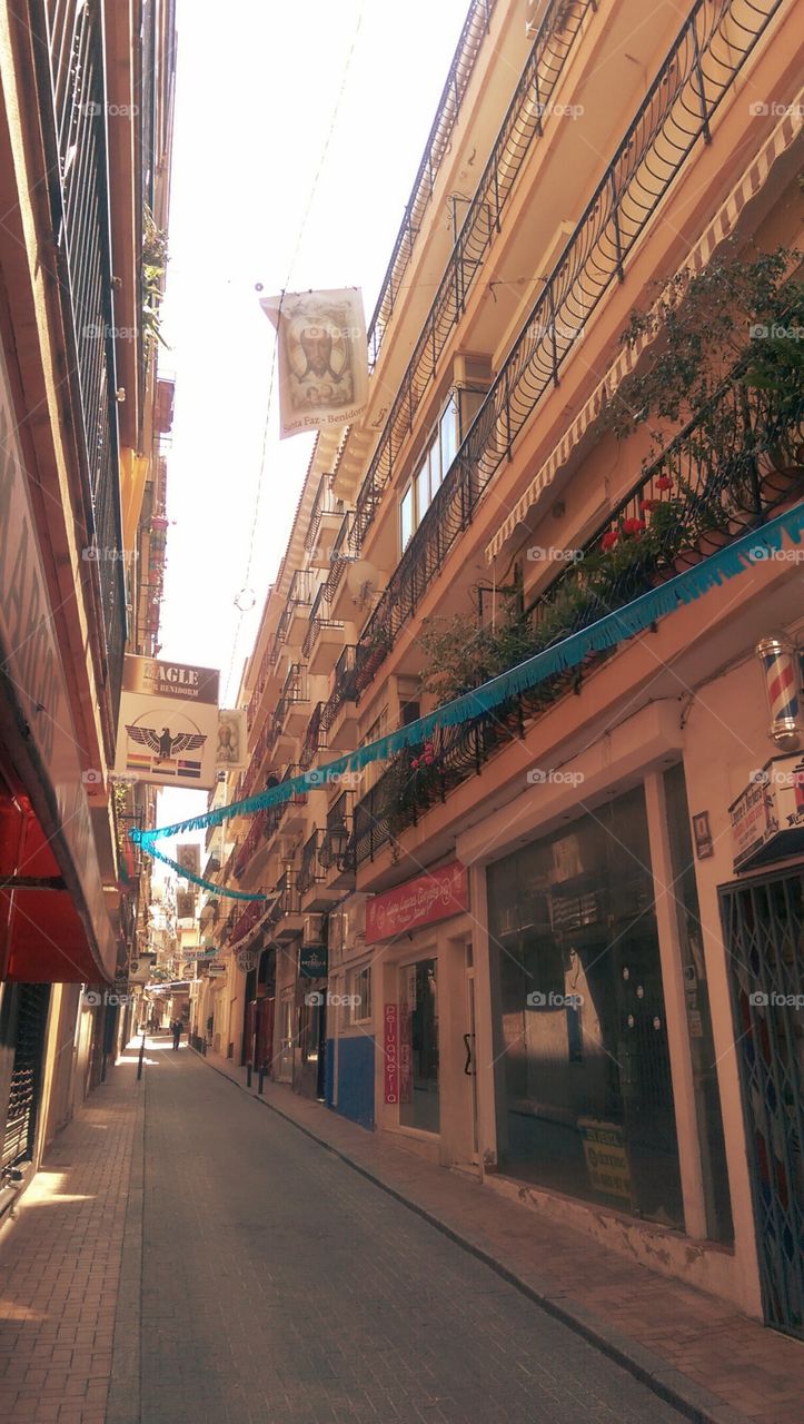 Spanish street in sunlight