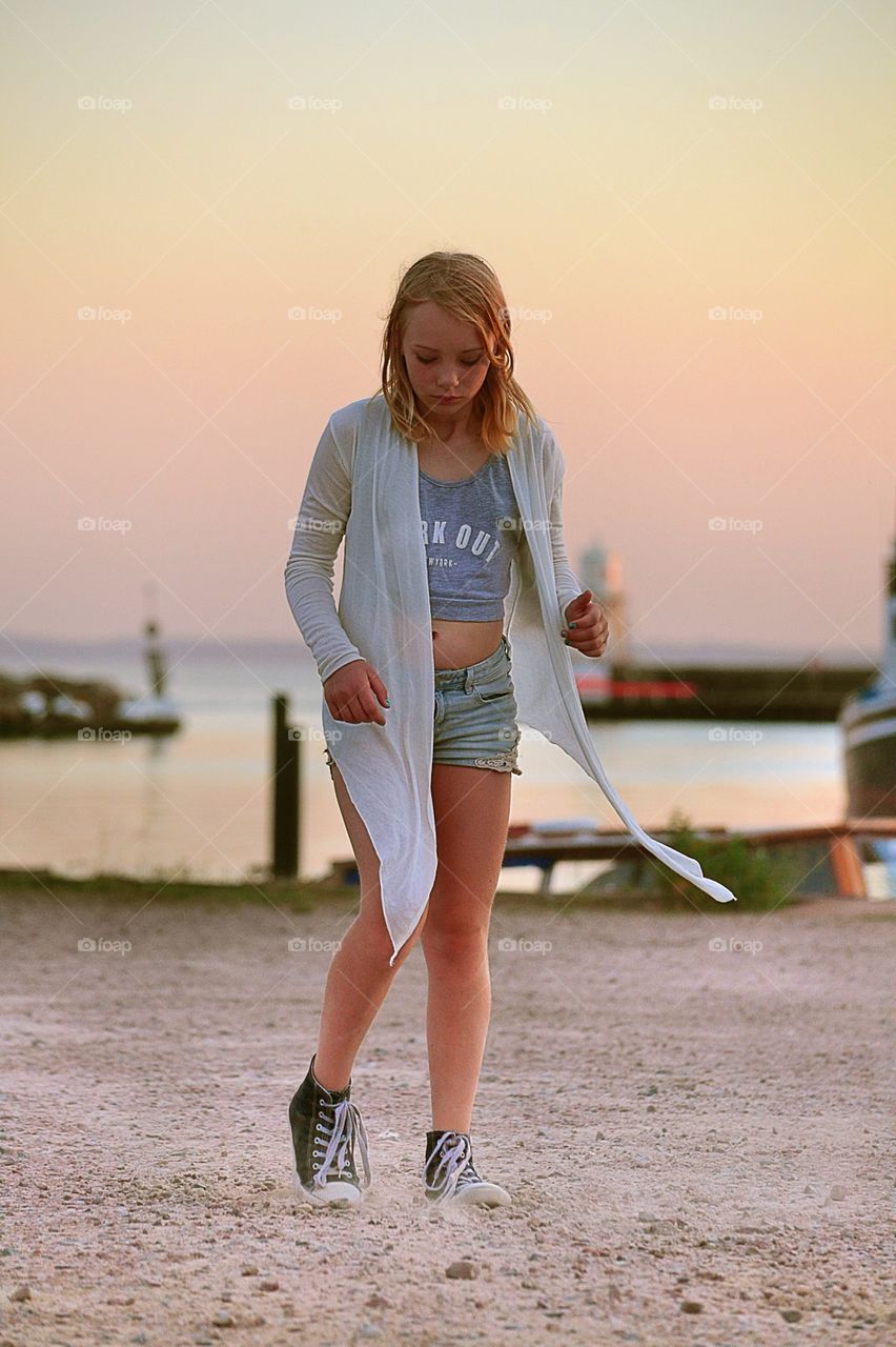 Girl at the marina 