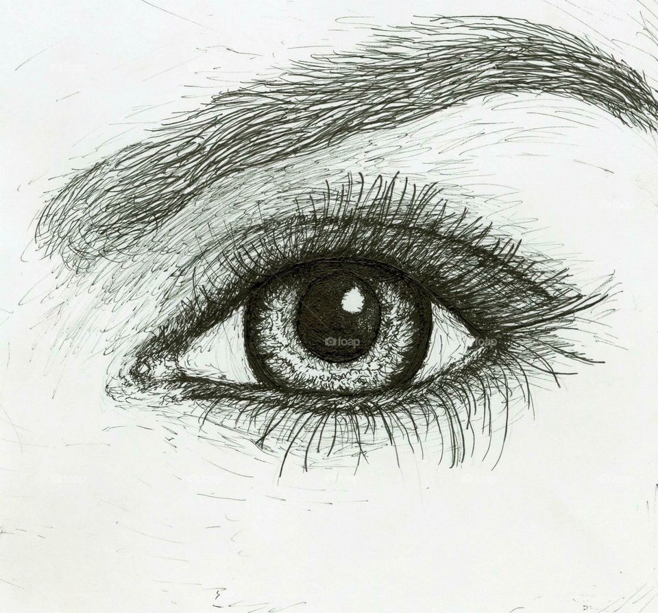 Drawing on eye 
Pen
Stippling 
