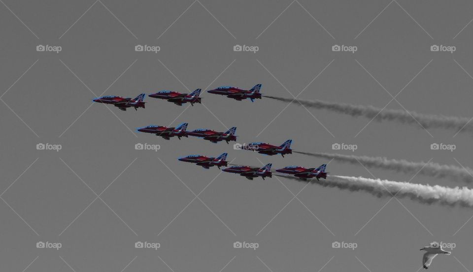 Red arrows colour popped