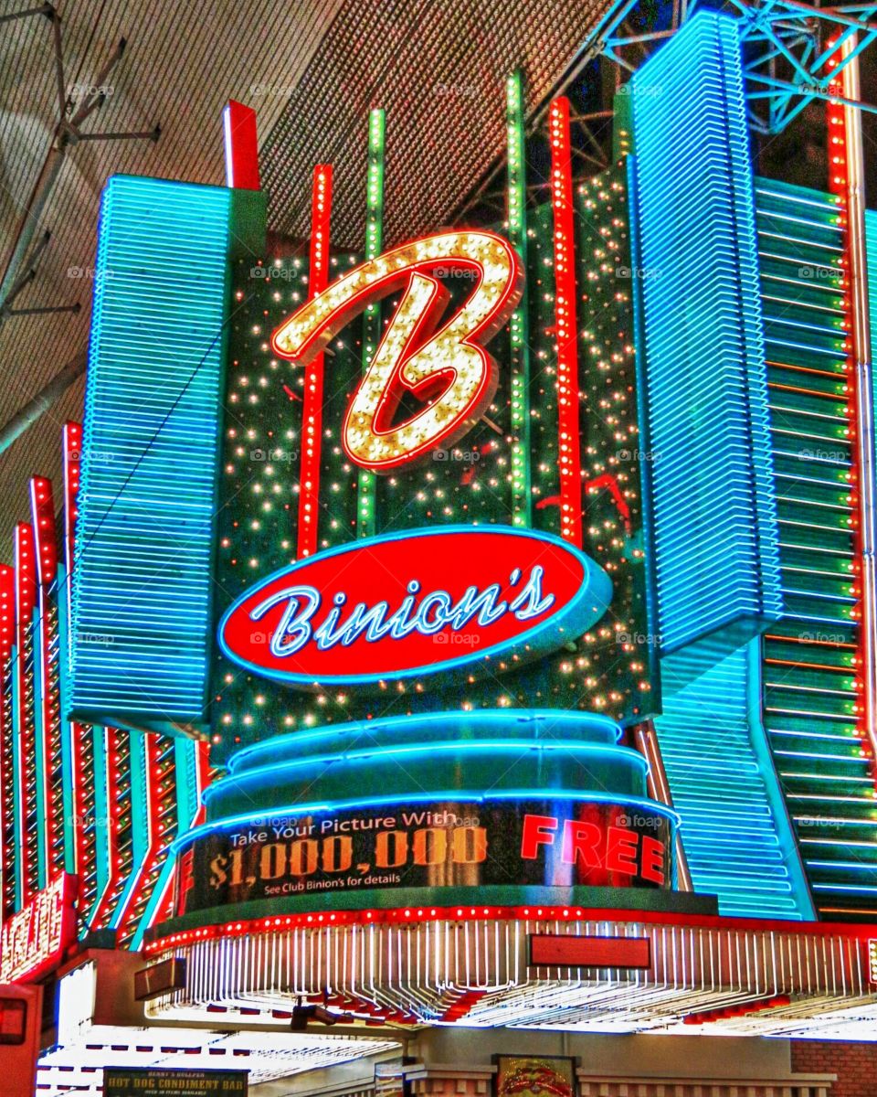 HDR photograph of a casino on Fremont Street in Las Vegas
