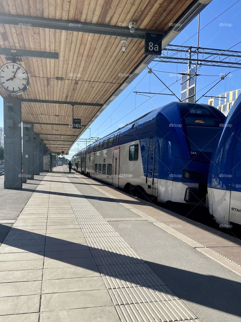 Train on a platform.