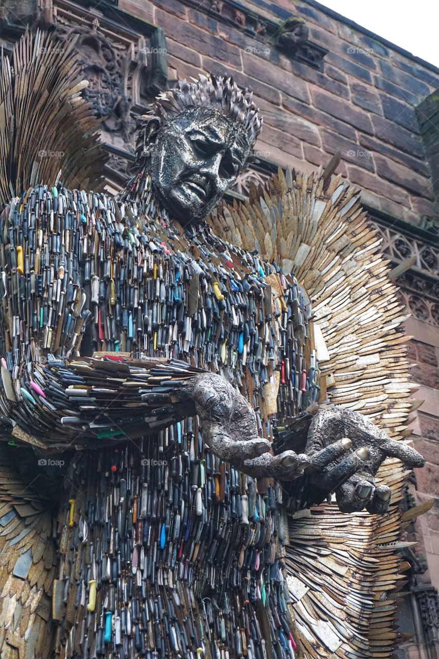 KNIFE ANGEL ... A Sculpture made from amnesty knives ... the result of a campaign to raise better awareness to heinous knife crime acts ...SAVE A LIFE, SURRENDER YOUR KNIFE 