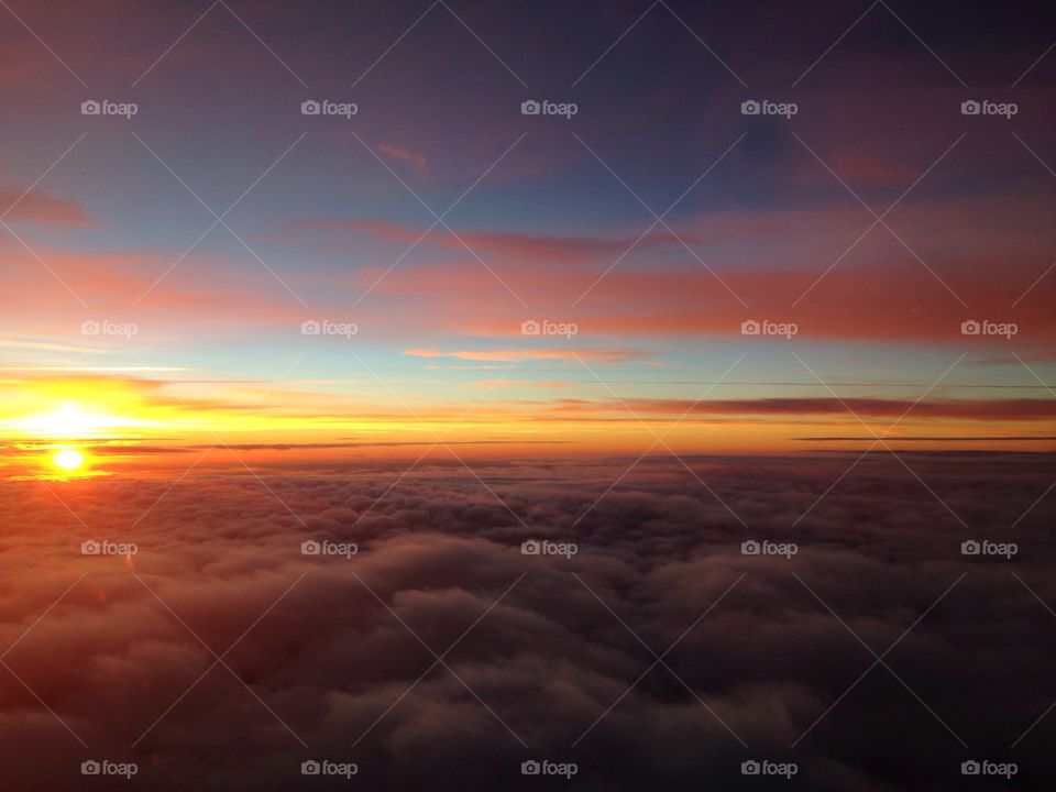 Dramatic sky with clouds at sunset